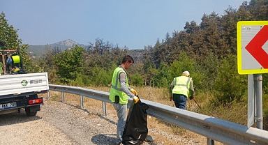 Büyükşehir'den yangın bölgelerinde çevre temizliği