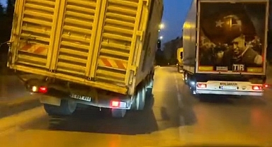 Trafikte tehlike saçan kamyon
