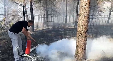 Yangının ilerlediği okul son anda kurtuldu