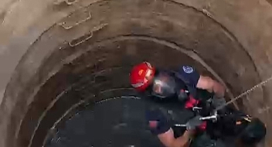 Bursa Mudanya'da Açık Kuyuda Mahsur Kalan Köpek Kurtarıldı