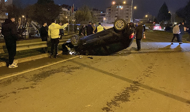 Bursa’da Kontrolden Çıkan Otomobil Takla Attı: Sürücü Yaralandı